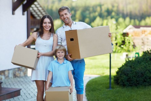 Professional movers handling household items