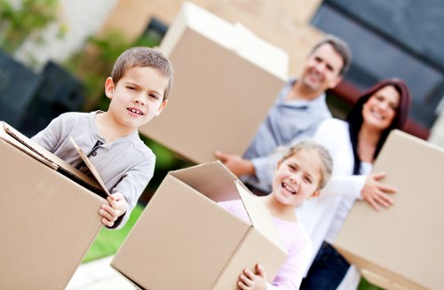 Professional movers handling belongings